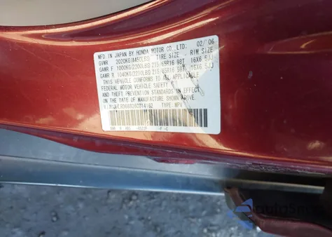 2006 Honda Cr-V Ex из США, поврежденный, VIN JHLRD68826C014162